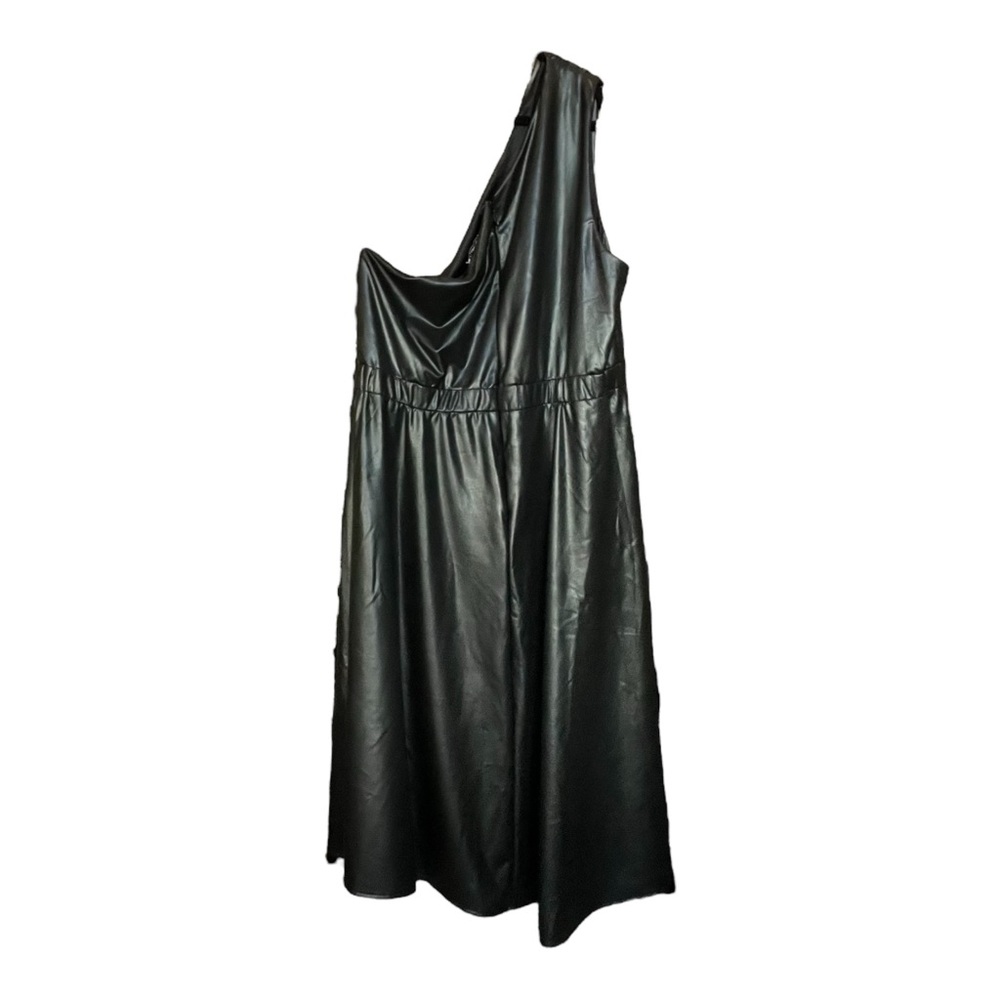 Sofia by Sofia Vergara Black Vegan Leather One-Shoulder Dress - Size 2X - Picture 3 of 10